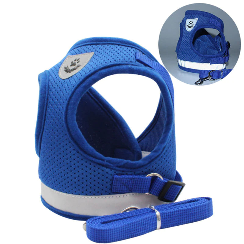 Escape-Proof Breathable Cat Harness & Leash Set - Adjustable, Reflective Vest for Kittens & Puppies with Easy Control